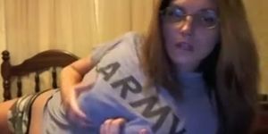 Big tit army wife masturbating with a toy on webcam (amateur )