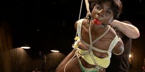 Ebony slave pussy toyed on hogtie (Ana Foxxx)