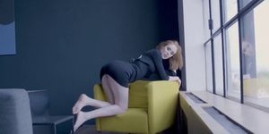 Redhead girlfriend with big tits fucks at home (Dean Van Damme)