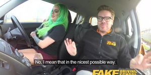 Fake Driving School Wild screw ride for tattooed busty big ass beauty (Ryan Ryder, Phoenix Madina)