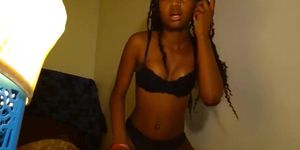 Skinny Ebony Teen Playing On Webcam During Lockdown (Want More Of Her?)
