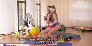 FitnessRooms Two Lesbian Gym partners workout and then make out