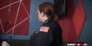 Hungry fat cops arrive at the studio to arrest the black dude with the biggest black cock to fuck