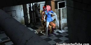 Sexy 3D roodharige superheldin wordt hard geneukt