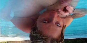 Teen couple Cocksucking in the pool