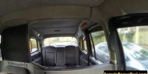 Bossy british cabbie cockriding sub in taxi