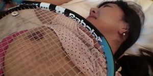 Uncensored Japanese milf affair with tennis racket Subtitled