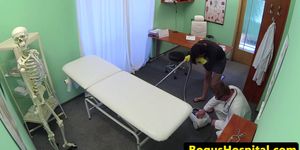 FAKEHUB - Real euro squirts while fingered by doctor