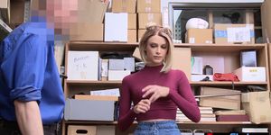 Beauty tried to steel now she has to fuck a mall cop (Emma Hix)