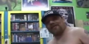 Fat Guy Gets BJ at Porn Shop