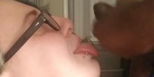 Daddy jerks and cums on my tongue after I suck him off