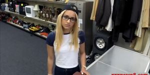 Babe with glasses fucked by pawn keeper - video 1