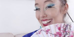 Aspiring Geisha Alex De La Flor grinds her pussy on top of Christy Love