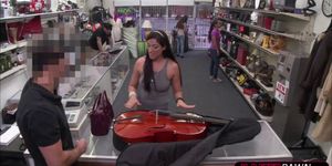Horny and hot Brazilian woman tries to sell her cello sells herself