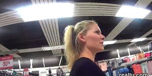 Beautiful czech chick gets seduced in the hypermarket and rode in pov