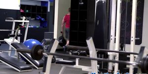 Jock screws workout stud at the gym