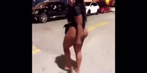 Thick ebony big booty girl walking the streets