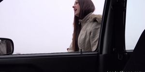 Stranded teen hitchhiker gives blowjob (Rebecca Volpetti)
