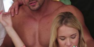 Two Adorable Blonde Babes Fuck With Bisex Guys