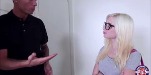 Blonde petite teen Piper gets filled with warm cum