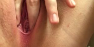 Teasing my pussy and leaking a small squirt + ASMR wet pussy sounds