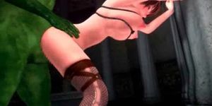 Animated rubs long green cock - video 1