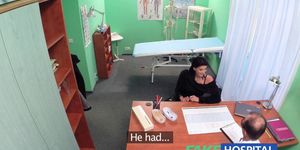 FAKE HOSPITAL - Doctor makes sure patient is well checked over