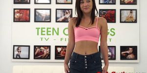 Real teenie roughly pounded at casting