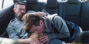 Stepson barebacked and creampied in car