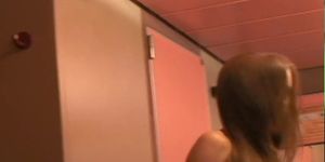 Teen rubs a big throbbing cock - video 8