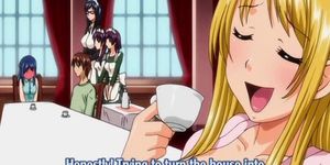 Horny hentai girls competing on best handjob in 4some
