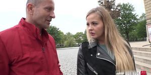 Slender blonde Candy Alexa first time fucking in public (George Uhl)
