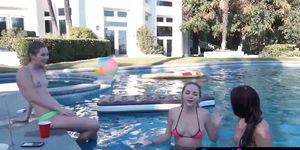 Neighbor spied on teens with a drone but he got caught (Jade Nile, Leigh Rose)