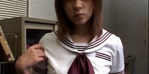 Jap girl in uniform massaged erotically by horny teacher