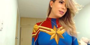 Captain Marvel grew a cock and started jerking it off on webcam