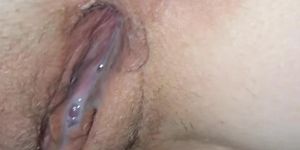 Hot dripping amateur creampie queef