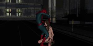 Animated Spiderman giving oral