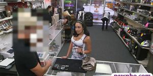 Busty latina pawns her pussy and pounded by pawn dude
