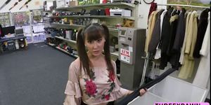 Pawnshop pervert staff paid Asian babe Tiffany Rain to get fucked