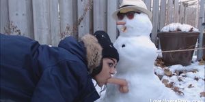 Teen gets fucked by snowman