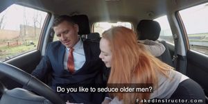 SEXYHUB - Pale redhead driving student bangs in car