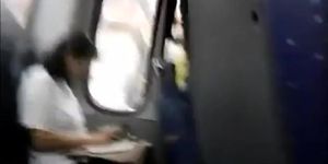 cum near woman on bus