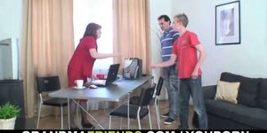 Nice surprise for mature office woman
