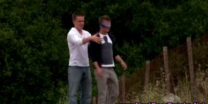 Blindfolded twink dick sucked