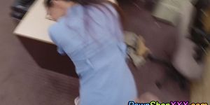 Real nurse in pawn shop takes cock