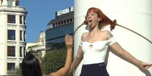 Tied babe is public disgraced outdoors (Lilyan Red)