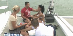 ELEGANT RAW - Real party babes on boat play blowjob game