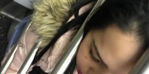 Huge Cumshot on Drunk Asian on Subway