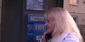 GRANNYBET - Old blonde granny pleases a stranger