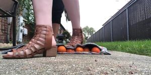 Orange crushing under carpet youtube short vid